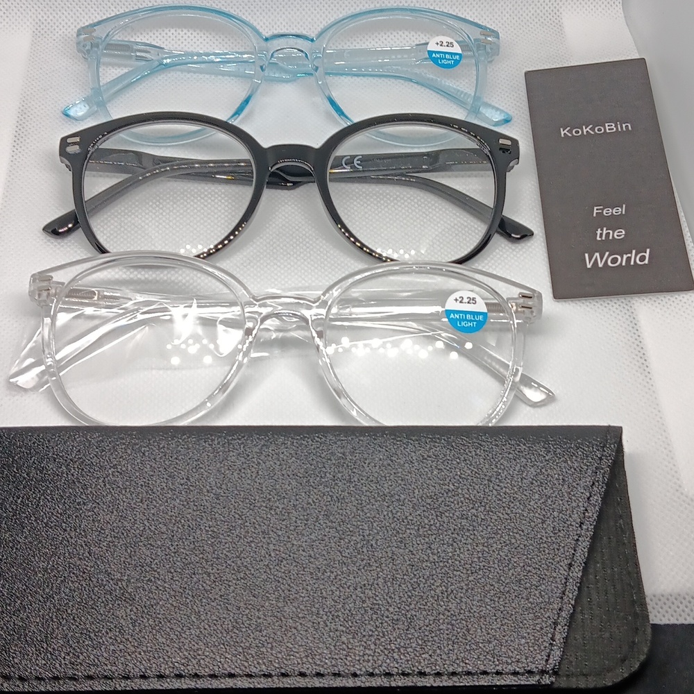 KoKoBin +2.25 3 Pack Of Reading Glasses Spring Hinges NIP
